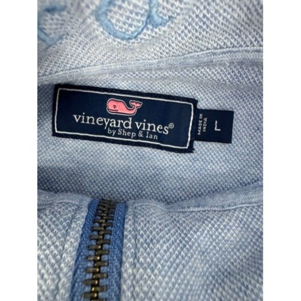 Vineyard Vines Quarter Zip Pullover Womens Large Light Blue Stripe Shep Shirt - Picture 2 of 10